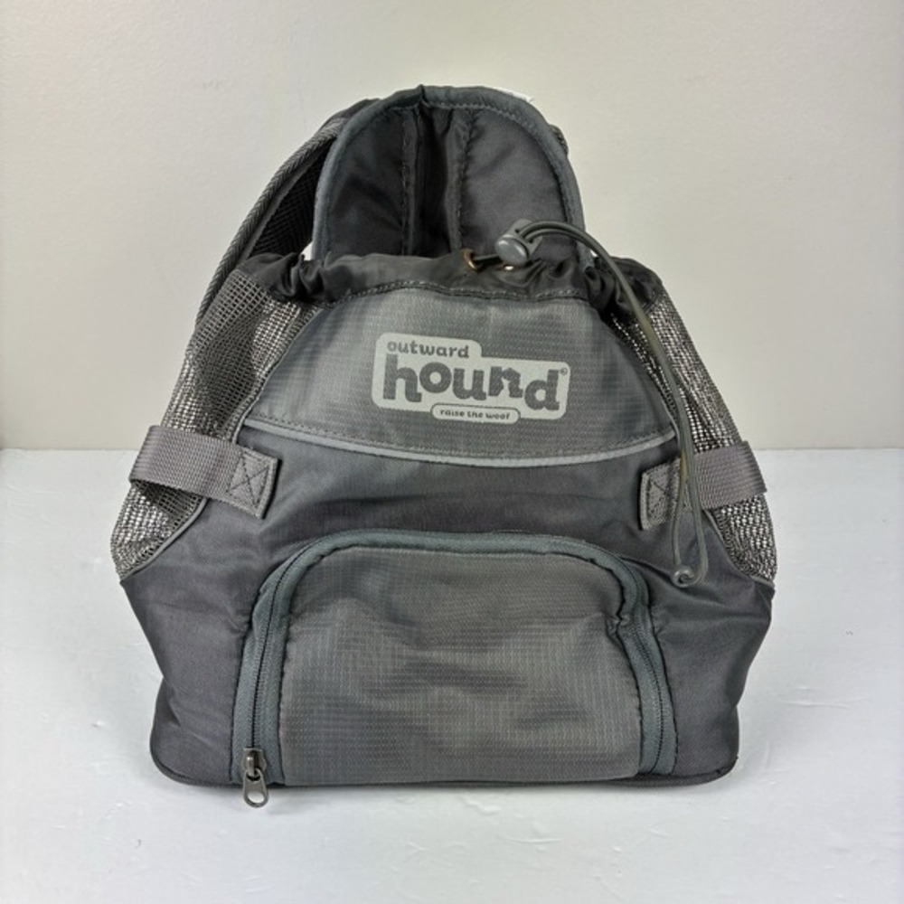 Outward Hound‎ Dog Carrier Backpack Travel Bag Drawstring Closure Gray